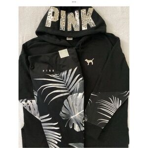 Victoria’s Secret PINK BLING Tropical Palm Hoodie Leggings L NWT